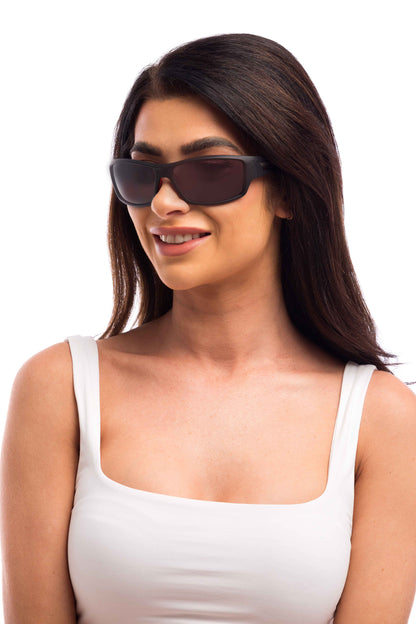 Woman Wearing Onyx Sunglasses (Grey)